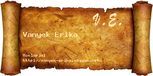 Vanyek Erika névjegykártya
